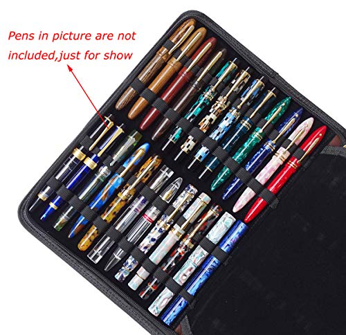 erofa 48 Fountain Pen Case, Rollerball Pen Holder PU Leather Bag Pouch Large Capacity for Your Collection - Brown - color: Brown-PU Leather