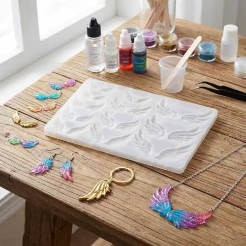 Actvty Wing Resin Molds, Angel Wings Epoxy Casting Silicone Molds for Jewelry Making Earrings, Necklace Pendants, DIY Keychain Resin Crafts