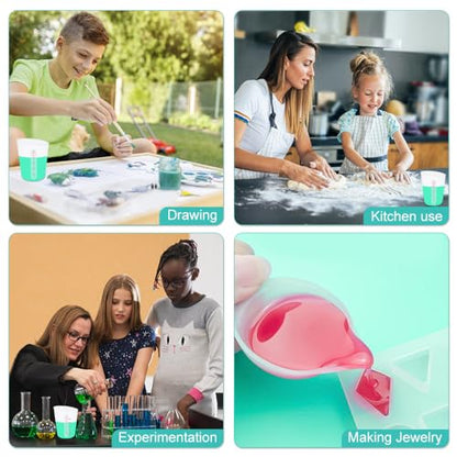 6 PCS Silicone Cup Set, 500ml, 250ml and 125ml for Epoxy Silicone Measuring Cups, Non-Stick Mixing Cups, Casting Molds, Jewelry Making,with Marking Ounces/ml - size: 500ML+250ML+125ML