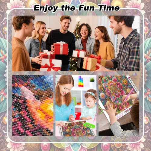 EIBEILI Diamond Art Kits for Adults Mandala Flower Diamond Painting Kits | Round Drill Mandala Diamond Painting for Adults DIY Rhinestone 5D Diamond dots(Gemstone Craft)Home Wall Art Gift 12x16IN - color: DP03797