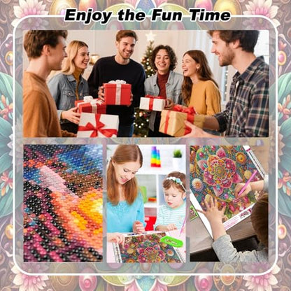 EIBEILI Diamond Art Kits for Adults Mandala Flower Diamond Painting Kits | Round Drill Mandala Diamond Painting for Adults DIY Rhinestone 5D Diamond dots(Gemstone Craft)Home Wall Art Gift 12x16IN - color: DP03797