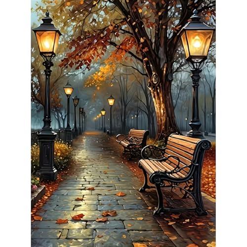 KYOQFVN Autumn Diamond Art Kits for Adults, 5D Maple Leaf Diamond Painting Kits, DIY Full Round Drill Diamond dots for Adults Wall Decor 12x16inch - color: JX0410-US