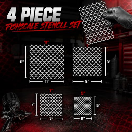LiME LiNE Reusable Airbrush Stencil Sets for Airbrushing, Custom Paint & Crafting (Fish Scale Stencil Set) - style: Fish Scale Stencil Set