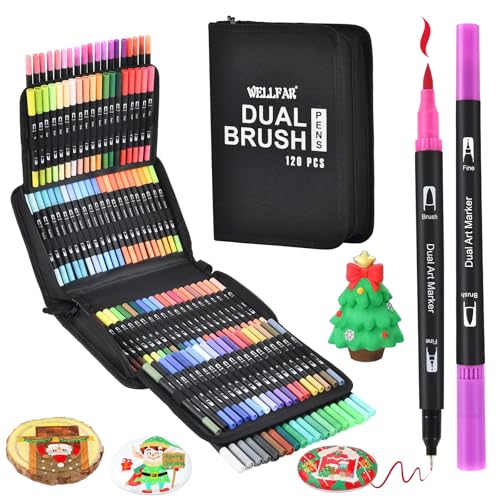 120 Colors Dual Tip Markers for Adult Coloring Books, No Bleeding Fine Pen - color: 120 Colors with bag