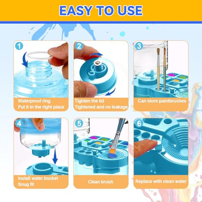 Upgraded Paint Brush Cleaner Tool,Brush Rinser Cup Painting Running Water Circulation Art Supplies for Acrylic,Watercolor and Water Based Creative Gift for Adult Artist Beginner and Painter - color: Blue