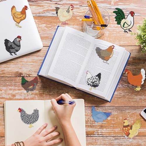 16 Pcs Chicken Diamond Painting Magnets Kits Diamond Art Fridge Magnet Refrigerator Sticker Diamond Painting kit for Beginners Adults DIY Art Craft Gifts Home Decors - color: Chicken