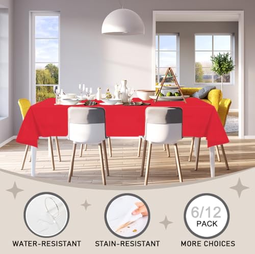 D&Z 6 Pack Red Disposable Plastic Tablecloth 54"x108" Table Cover - color: Red, size: 6 Pack 54"×108" Rectangle