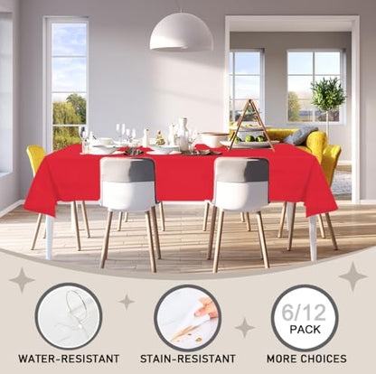 D&Z 6 Pack Red Disposable Plastic Tablecloth 54"x108" Table Cover - color: Red, size: 6 Pack 54"×108" Rectangle