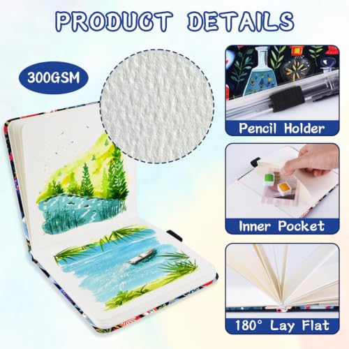 5x5 Watercolor Sketchbook,Mixed Media Pad,Travel Portable Drawing Journal - color: Magic Bottle