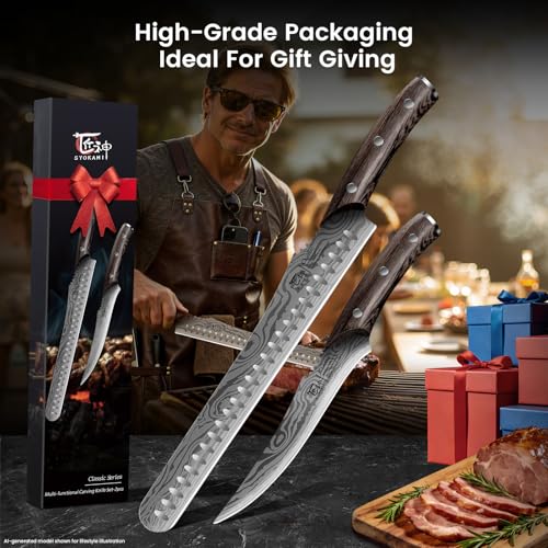 SYOKAMI Brisket Slicing Knife Set, Carving & Boning Knife for Meat & Turkey - size: 2 PCS Set
