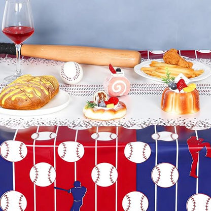 Kochorie 2 Pcs Baseball Tablecloths, 54 x 108 Inch Disposable Baseball Party Table Cover, Plastic Rectangular Baseballs Pattern Table Cloth for Sports Event Birthday Party Supplies - style: Baseball