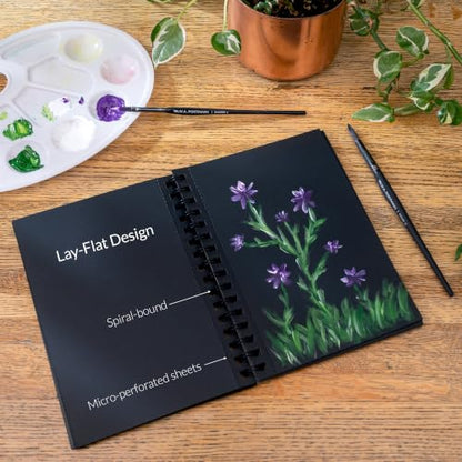 WA Portman Black Paper Sketchbook A5, 140 GSM 60 Pages Black Drawing Pad - size: A5 Single