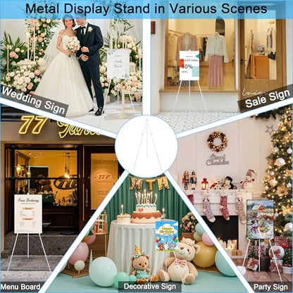 3 Pack White Easel Stand for Wedding Sign, Poster, 63" Portable Metal Painting Easels Stand Adjustable Folding Easel for Art Crafts Show,Arts,Birthday - style: White