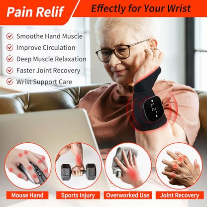 Rechargeable LED Warming Wrap for Wrist and Hands, Portable Red & Near-Infrared Comfort Pad with 108 LEDs, Wireless Adjustable Wrap for Hand, Knee, Ankle, Foot and Daily Personal Care