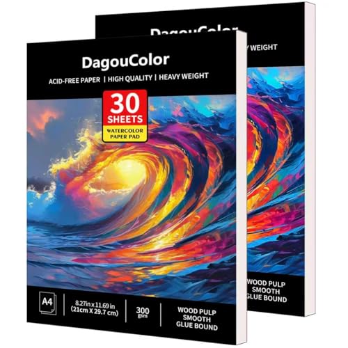 DagouColor Watercolor Paper Pad, 30 Sheets - Ocean Blue, A4, 1 Pack | 140lb/300gsm Cold-pressed Paper, Artist Book for Adults Beginners, Painting, Drawing, Mixed Media - color: Ocean Blue