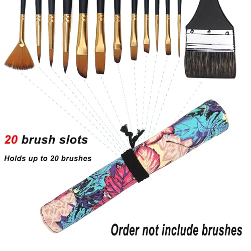 Funny live Paint Brush Holder Art Supplies, Artist Brush Holder & Art Supply Storage Organizer Roll-Up Case Bag, Protect Acrylic Oil Watercolor Paintbrushes (Maple Leaf-20 Slot Pockets) - style: Maple Leaf-20 Slot Pockets