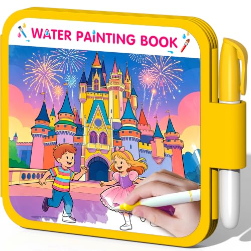 ZHOC Reusable Water Painting Books for Kids – Magic Water Reveal Coloring Books with Water Pens (Castle) No-Mess Coloring Book Fun Travel Activity for Ages 3 4 5 6 7 8 - color: Castle
