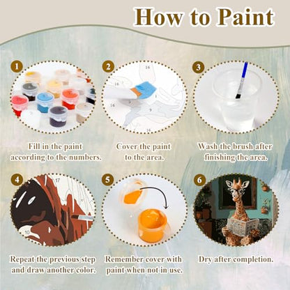 Funny Paint by Numbers Kit for Adults, Paint by Number for Adults 16x20 in - color: Giraffe (16x20inch)