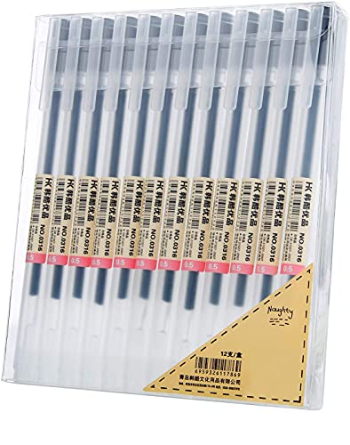 XSG Black Gel Pens[0.5mm]，Extra fine point pens Ballpoint pens For japanese Office School Stationery Supply 12 Packs - color: 0.5Black