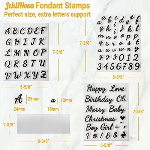 4PCS Handwriting Alphabet Cake Stamps Tool for Fondant Cookie Biscuit | Extra Spare Letters Stamp Pretty Uppercase Lowercase Numbers Words Reusable Cookie Stamp for Christmas Party Food Grade - color: Handwritingd