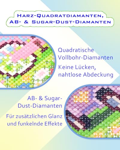 forever young Sea Echo & Dream Journey Small Diamond Art Kits, 5x7In Canvas | 12 PCS DIY square diamond painting kits for beginners and adults, perfect for collecting, display ＆ relaxing stress relief - color: Sea Echo & Dream Journey