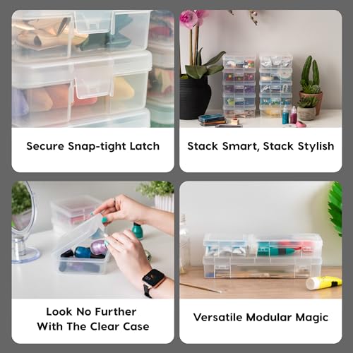 IRIS USA Clear Cases |Made in USA| Plastic Box Organizers (18-Pack)- Small - size: 18 - Pack, style: Small