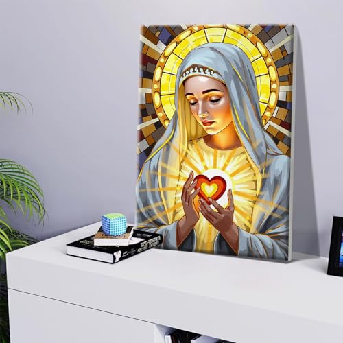 JOOZ 5D Virgin Mary Paint by Numbers Kit for Adults with Frame, 8x12 Inch - color: Virgin Mary 069