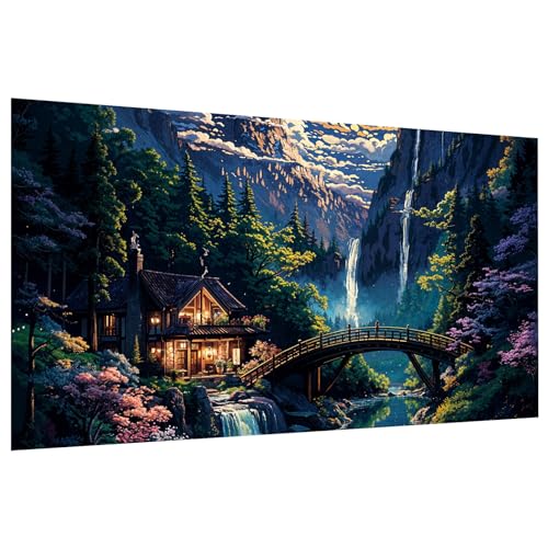 JOOZ Mountain Diamond Painting Kit for Adults 5D Large Landscape Diamond Art Kits for Adults House Diamond Art Painting Kits Gem Art Kits for Home Wall Decor 27.5x15.7Inch - color: GH10