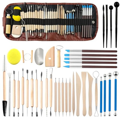 Pottery Clay Sculpting Tools Kit: 39Pcs Foam Clay for Stippling Carving Shaping Molding with Storage Bag - Air Dry Clay for Professional Polymer Artists Even Beginners - size: 39pcs