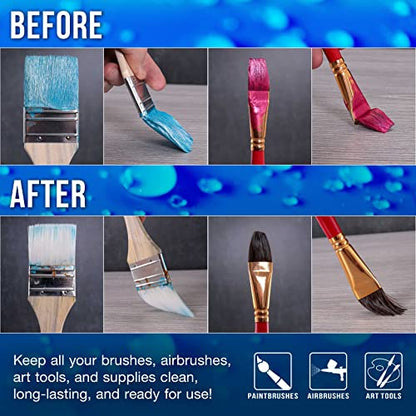 U.S. Art Supply Brush Cleaner and Restorer, 16 Ounce Bottle | Cleans Paint Brushes, Airbrushes, Art Tools - Cleaning Solution to Remove Dried On Acrylic, Oil and Water-Based Paint Colors - size: 16 Fl Oz (Pack of 1)