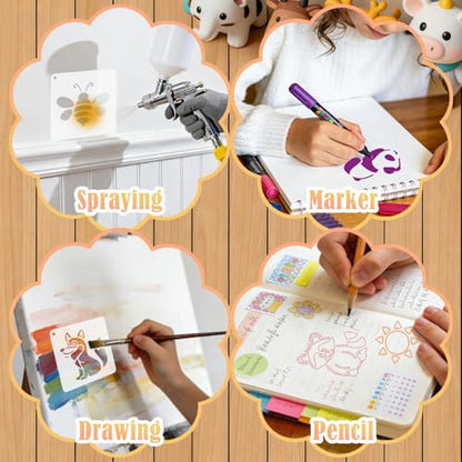72 Pcs Animal Stencils for Painting, Reusable Wildlife & Creature Animal Painting Templates - Lion, Elephant, Zebra, Panda Craft Kit for Wall Murals, Fabric Art, Wood Signs, Kids Classroom Projects - color: 72 Sheets Animal