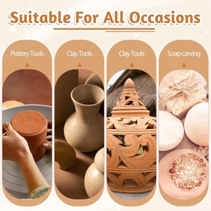 Giantree 10 Pcs Wooden Clay Sculpting Tool, 6'' Double-Ended Ceramic Wooden Clay Modeling Sculpture Tool Polymer Pottery Dough Modeling Tools Kit for Cutting Soap Carving Detailing and Smoothing