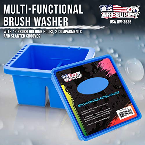 U.S. Art Supply 12-Hole Multi-Function Plastic Paint Brush Cleaner Set - style: 12-Hole