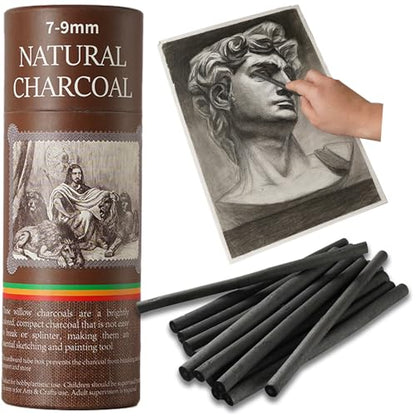 25 PCS Willow Charcoal Sticks, Ideal for Artists, Beginners, Students, Perfect for Sketching, Drawing, Shading, and Fine Art, 5.7 Inches Long, 2-4,4-5,5-7,7-9 (7-9) - style: 7-9