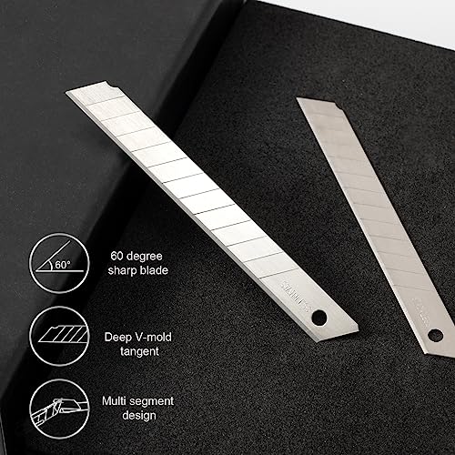 9mm Utility Knife Replacement Blades, Snap Off Blades for 9MM Universal Art Knife,Stainless Steel Blades Use in Office, Home, Arts, Crafts - 100PCS
