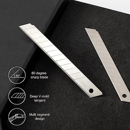 9mm Utility Knife Replacement Blades, Snap Off Blades for 9MM Universal Art Knife,Stainless Steel Blades Use in Office, Home, Arts, Crafts - 100PCS