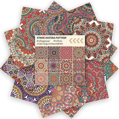 Scrapbook Paper, 24 Sheets 6"×6" 160gsm Single-Sided Patterned Cardstock - color: 24 sheets-datura