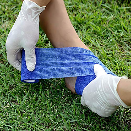 Self Adherent Cohesive Bandages Wrap 24 Count 2" x 5 Yards, Medical Tape, Adhesive Flexible Breathable First Aid Non Woven Rolls, Stretch Athletic, Ankle Sprains & Swelling, Sports - color: Beige, size: 24 Count (Pack of 1)