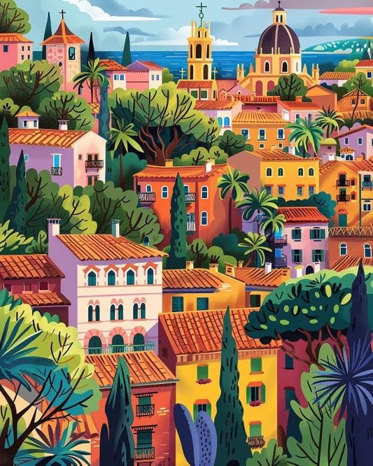 Possoco Paint by Numbers Kit for Adults Beginner, Europe Landscape Easy Adult Paint by Number Kits on Canvas, DIY Acrylic Watercolor Oil Paint by Number for Adults Teens for Home Decor 16x20 Inch - color: DG-OP-EuropeanHouse-4050