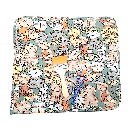 Funny live Paint Brush Holder Art Supplies, Artist Paint Brush & Storage Organizer Roll-Up Case Bag, Protect Acrylic Oil Watercolor Paintbrushes (Kitten 22 Slot Pockets) - color: Kitten 22 Slot Pockets