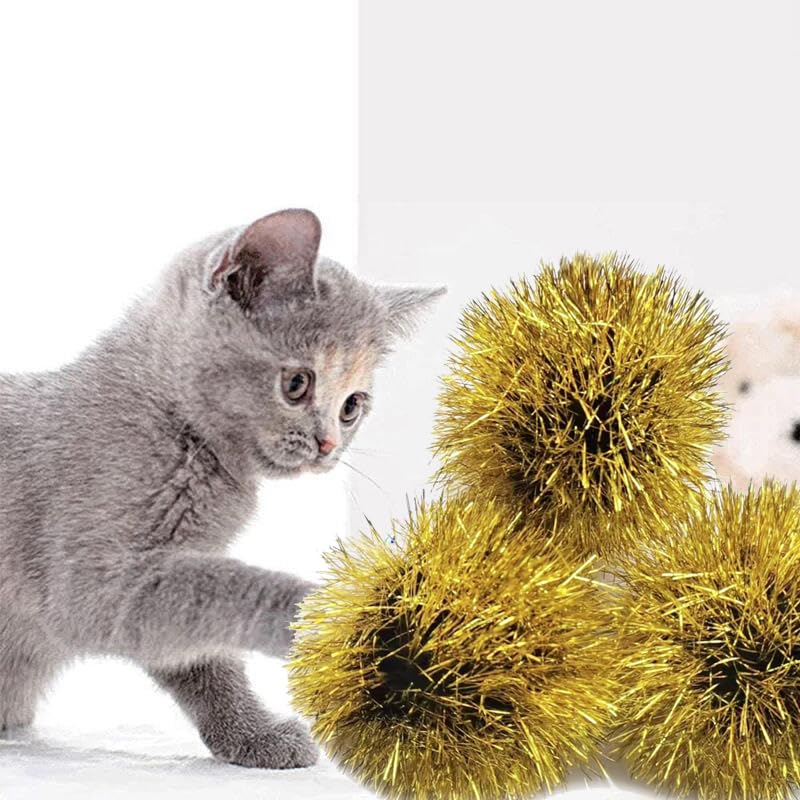 YYCRAFT 15pcs Jumbo Glitter Tinsel Pom Poms Sparkle Balls for DIY Craft,Cat Toys-Gold(2") - color: Gold
