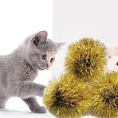 YYCRAFT 15pcs Jumbo Glitter Tinsel Pom Poms Sparkle Balls for DIY Craft,Cat Toys-Gold(2") - color: Gold