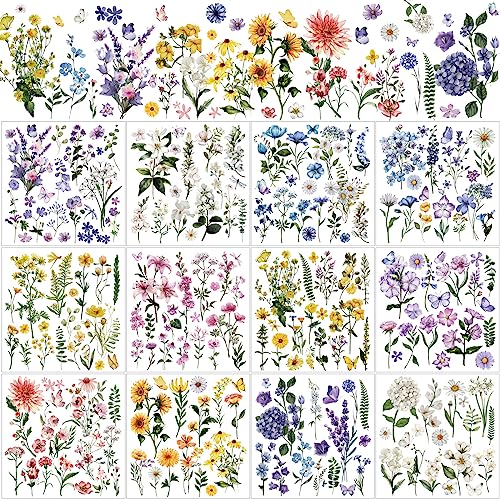 BBTO 12 Sheets Rub on Transfers for Crafts Wood Furniture DIY, 5.5" x 5.7" - style: Fresh Flowers