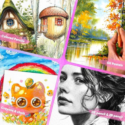 Mixed Media Paper 9" x 12",40 Sheets Multipurpose White Loose Drawing Paper | 98 lb/160 gsm Heavyweight Art Paper for Sketching, Sketch Book, Gouache, Painting, Sketchbook, Drawing Pad Book, School - size: 9" x 12", 40 sheets, style: loose mixed media dra