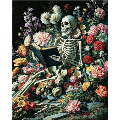 Gemozaic Gothic Paint by Numbers Kit for Adults - A Reading Book Skeleton - color: MT23189