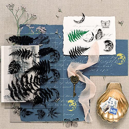 4 Themes 53Pcs Clear Stamps, Retro Rubber Clear Stamp, Transparent Silicone Stamps Seal for DIY Scrapbooking Card Making Decoration, Style B - style: Style B