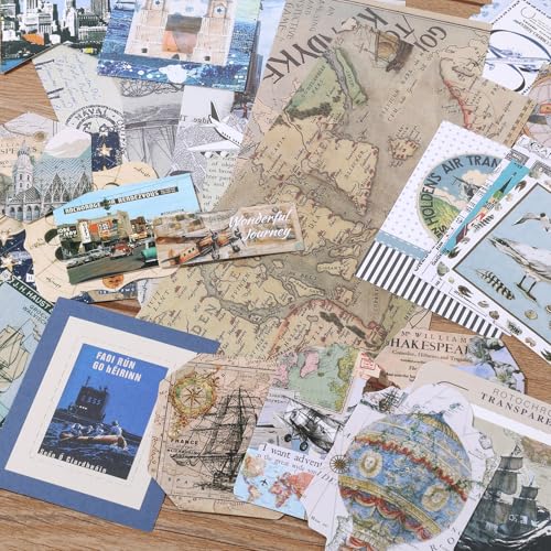 Auguro World Travel Scrapbook Kit A6 Grid Notebook Stationery Junk Journal Kit Scrapbooking Supplies Kit Craft DIY Gift for Adult Teen Girl - color: black