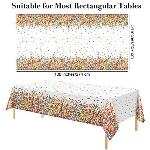 durony 2 Pieces Confetti Sprinkle Tablecloth Disposable Plastic Rectangle Sweet Candy Party Table Cover for Birthday Wedding Party Ice Cream Theme Parties Supplies - style: Confetti Sprinkle