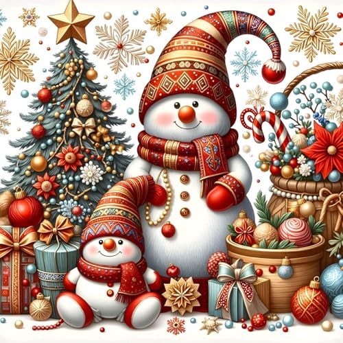 Xylogist Christmas Snowman Diamond Art Kits for Adults 14x14Inch | Snowman Diamond Painting Kit, 5D Fair Isle Style Diamond Painting, DIY Full Drill Gem Art for Adults for Home Wall Decor - color: Christmas Snowman, size: 13.8x13.8in(35x35cm)