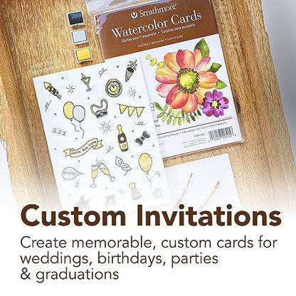 Strathmore 400 Series Watercolor Cards, Cold Press, 5x6.875 inches, 6 Pack, Envelopes Included - Custom Greeting Cards for Weddings, Events, Birthdays